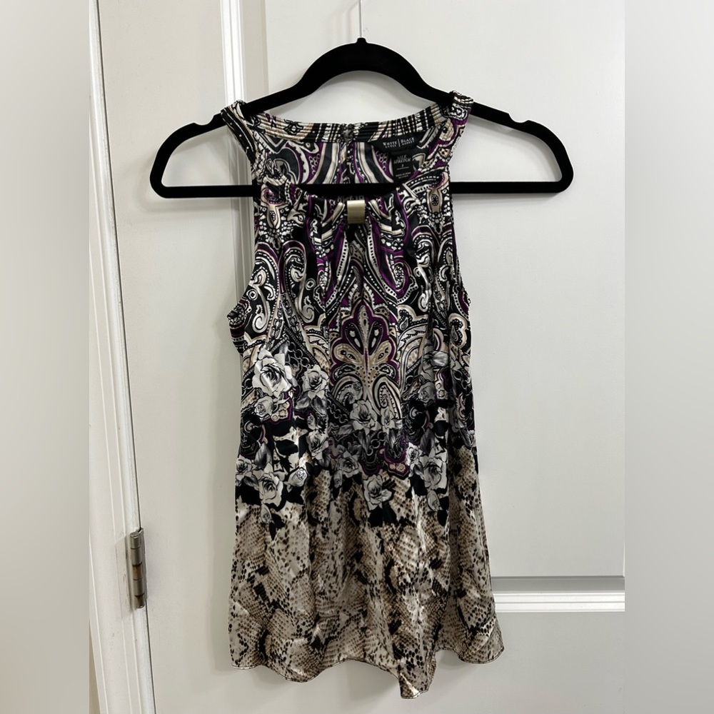 White House Black Market Paisley Silk Halter